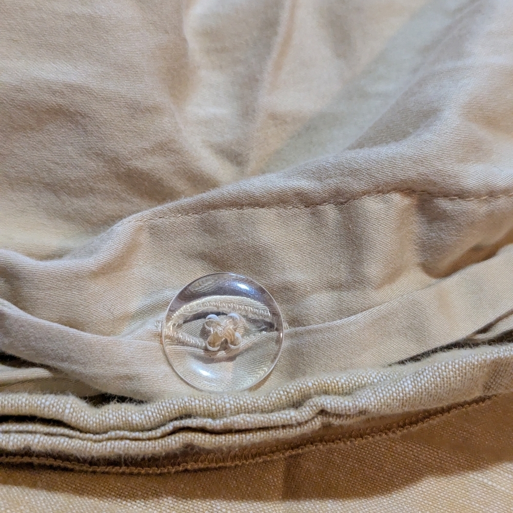 Pottery Barn Linen Cotton King Duvet Gold Mustard Yellow Silk Trim Quiet Luxury - Picture 4 of 6
